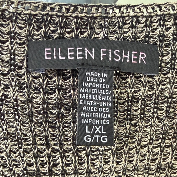 Eileen Fisher Black and Cream Knit Cardigan - Picture 2 of 7